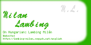 milan lambing business card